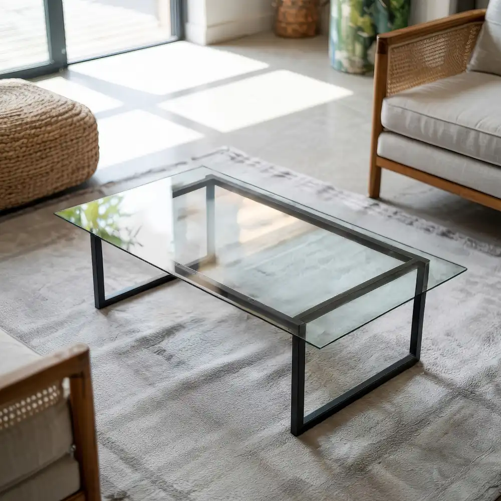 Plateau en verre rectangulaire transparent