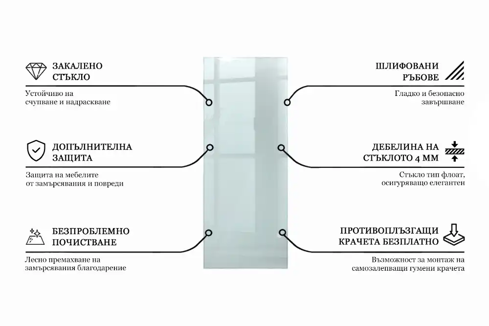 Plateau en verre rectangulaire transparent