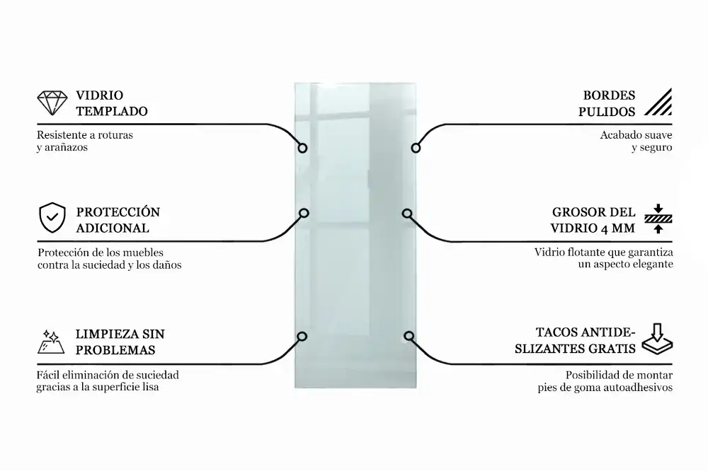 Plateau en verre rectangulaire transparent