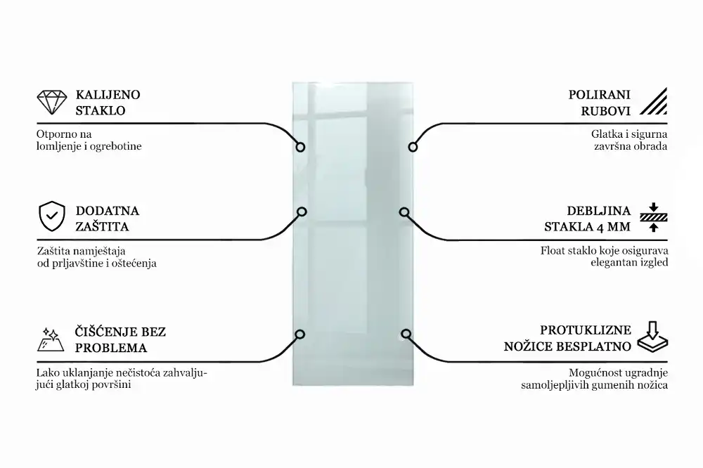 Plateau en verre rectangulaire transparent