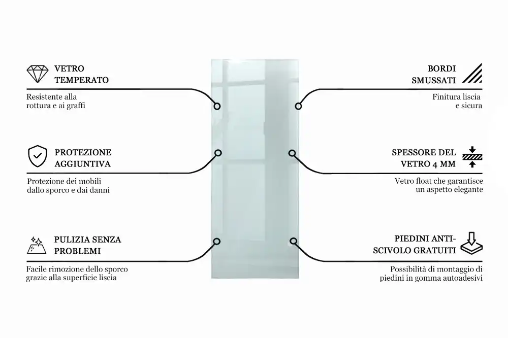 Plateau en verre rectangulaire transparent
