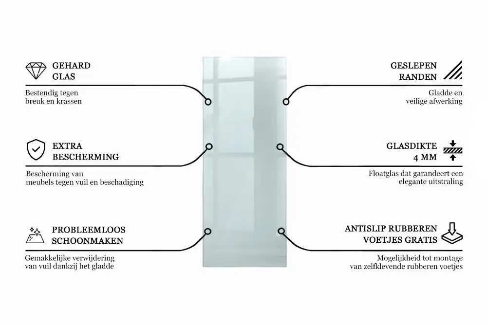 Plateau en verre rectangulaire transparent