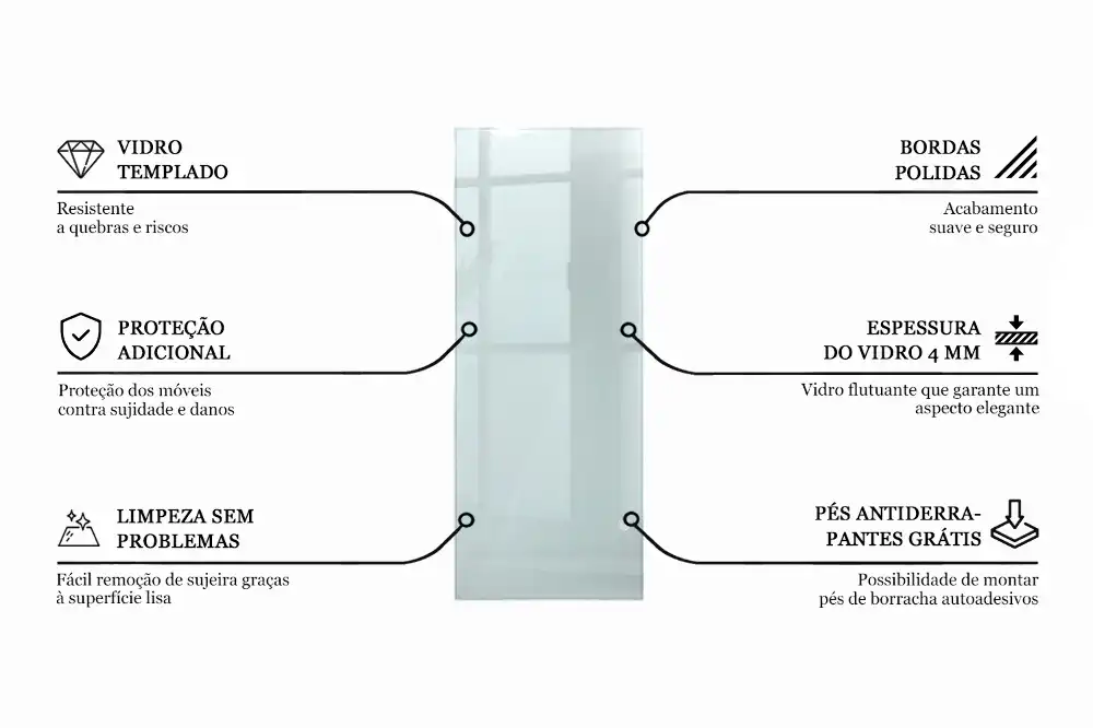 Plateau en verre rectangulaire transparent