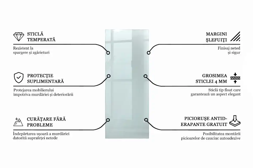 Plateau en verre rectangulaire transparent