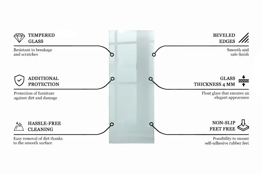 Plateau en verre rectangulaire transparent