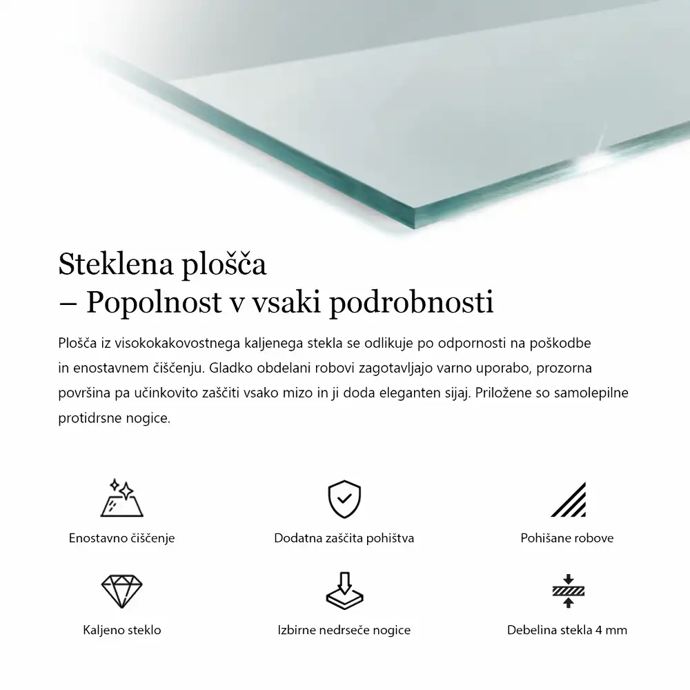 Plateau en verre rectangulaire transparent