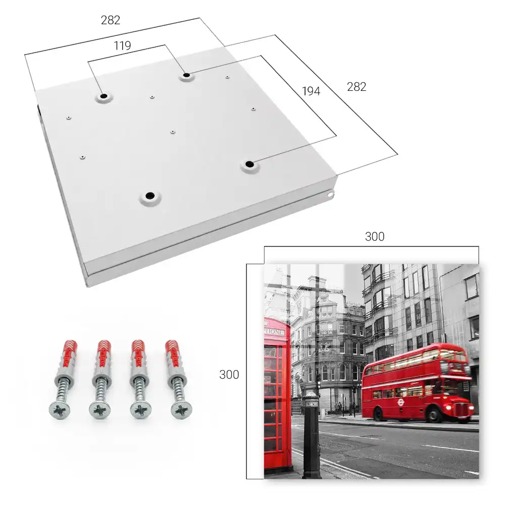 Armoire à clés bus rouge et cabine téléphonique