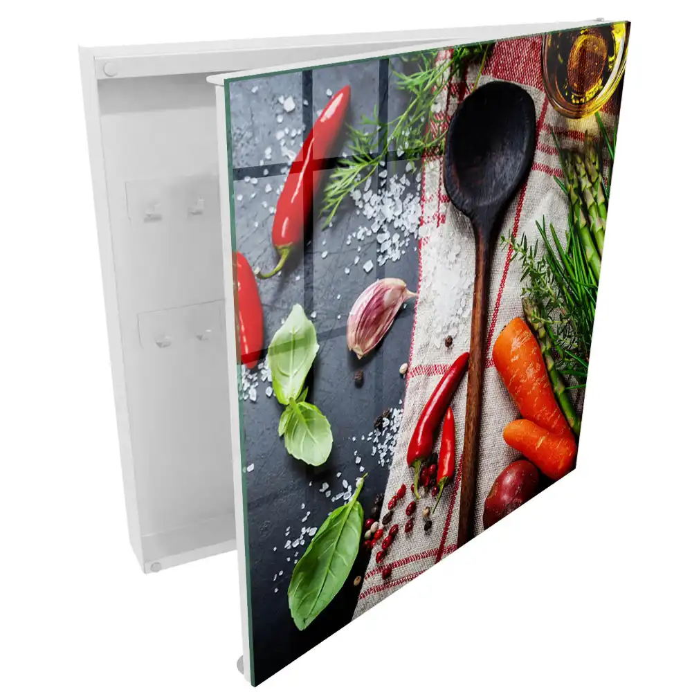 Armoire à clés couleurs et textures dans l'environnement de la cuisine