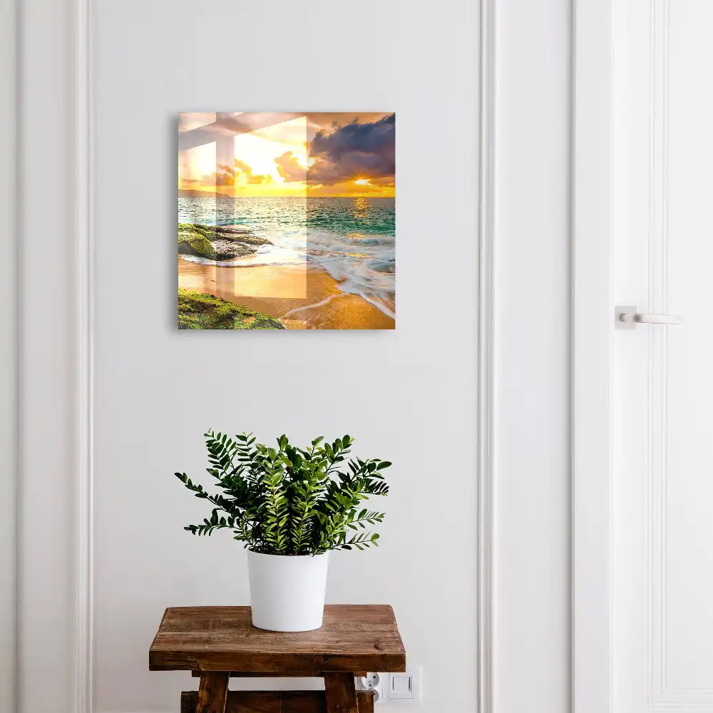 Armoire à clés un coucher de soleil sur la mer aux couleurs chaudes