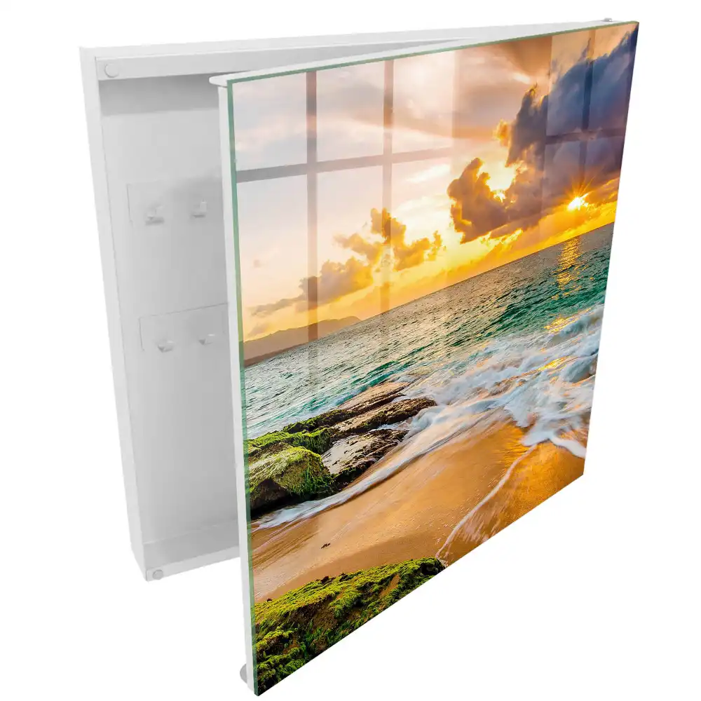 Armoire à clés un coucher de soleil sur la mer aux couleurs chaudes