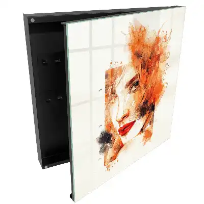Armoire à clés aquarelle du visage d'une femme pleine d'énergie