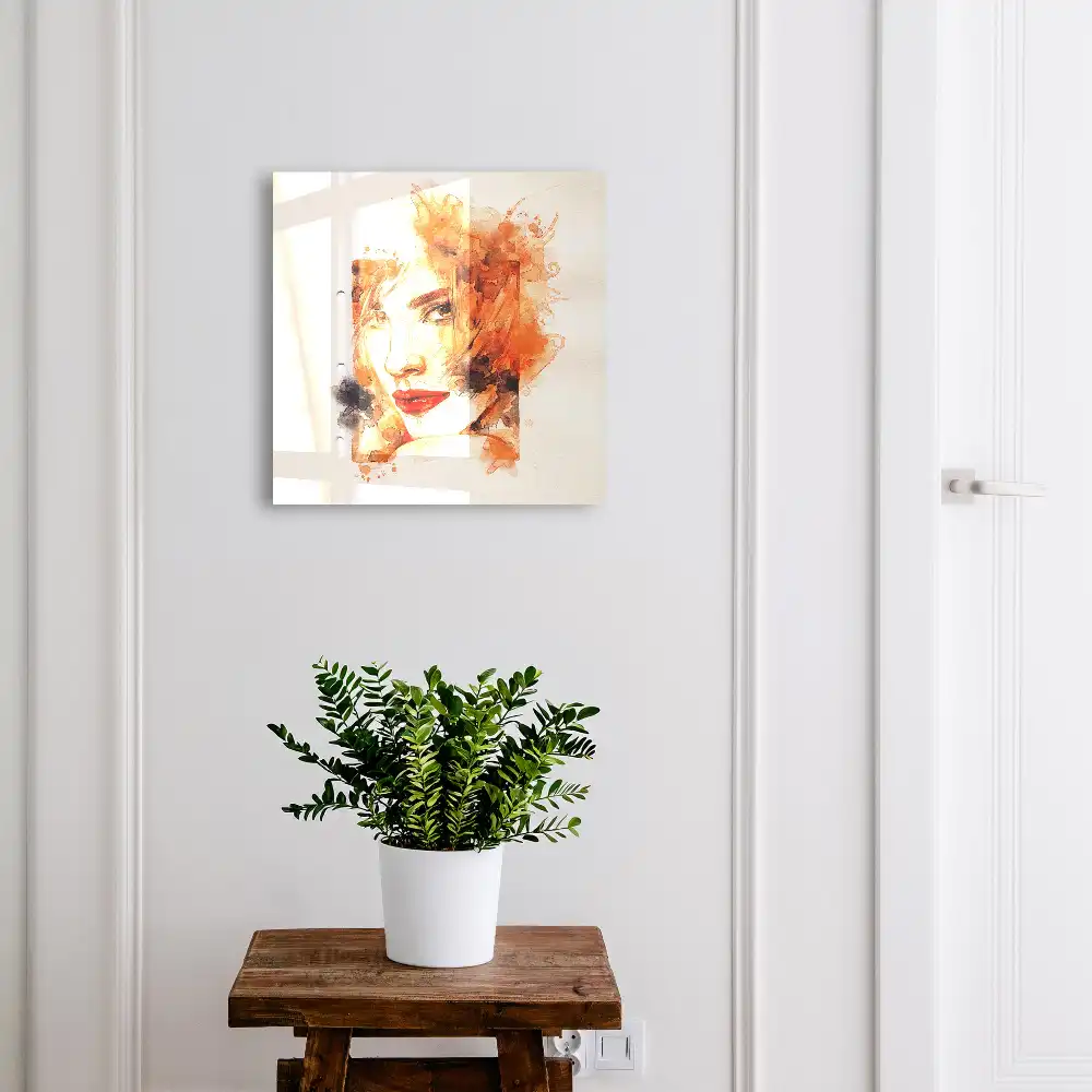 Armoire à clés aquarelle du visage d'une femme pleine d'énergie