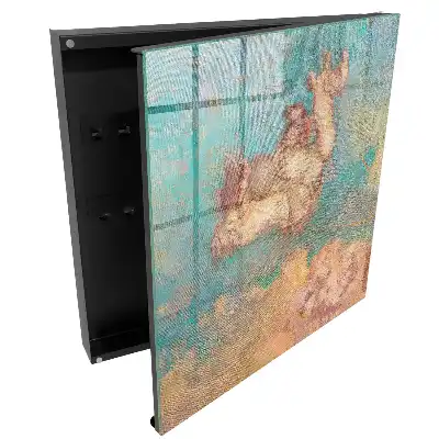 Boîte à clés murale animaux pastel sur fond turquoise