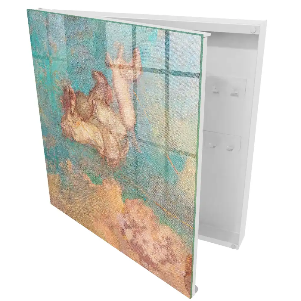 Boîte à clés murale animaux pastel sur fond turquoise
