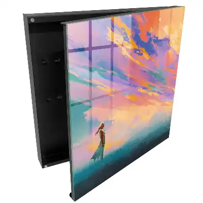 Armoire à clés ciel coloré au-dessus de la figure