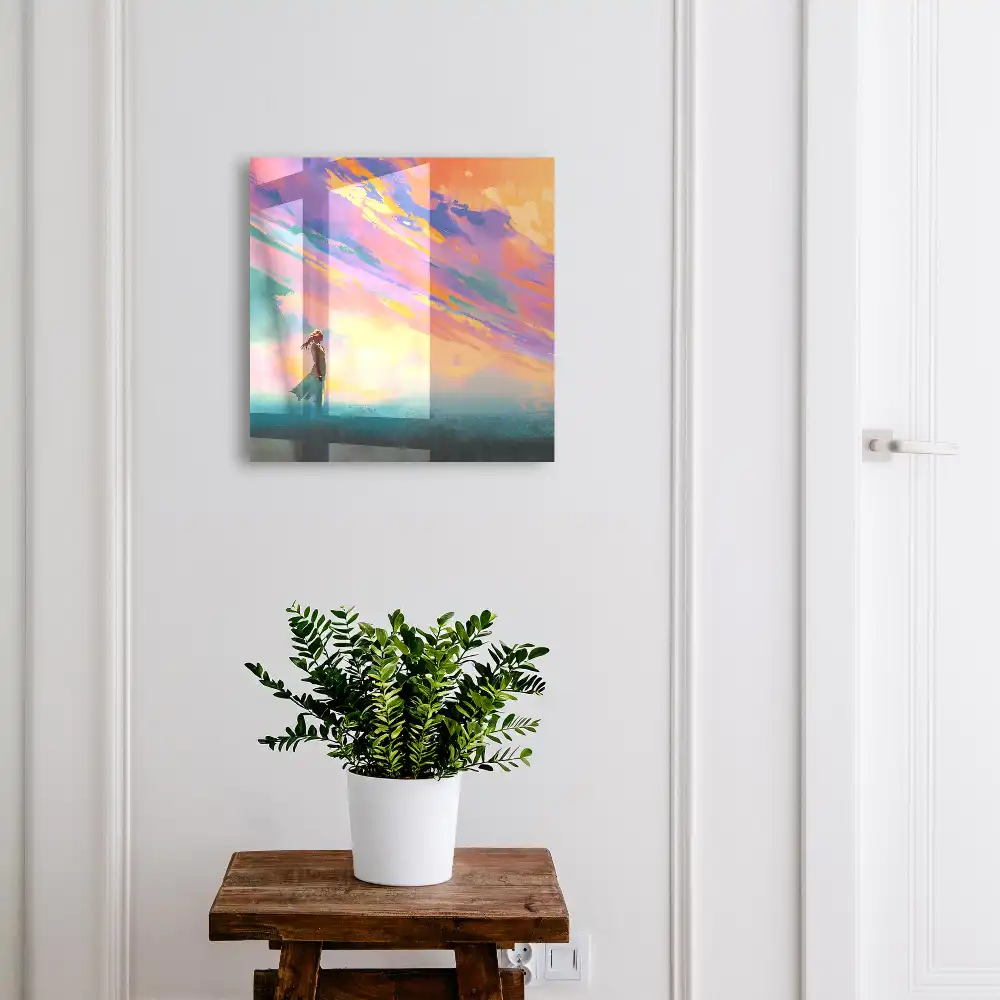 Armoire à clés ciel coloré au-dessus de la figure