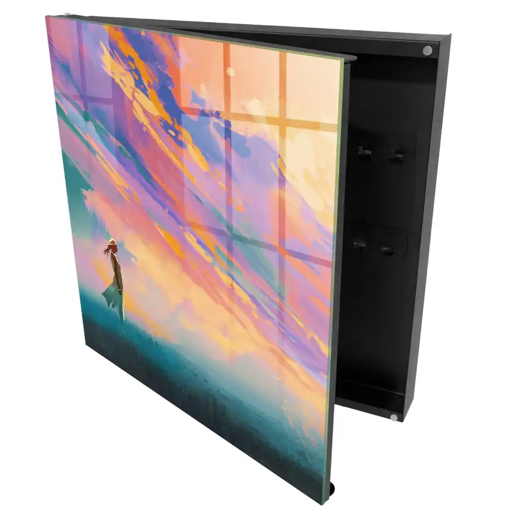 Armoire à clés ciel coloré au-dessus de la figure