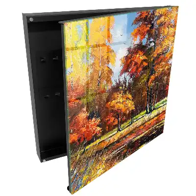 Boîte à clés paysage d'automne coloré avec reflet dans l'eau
