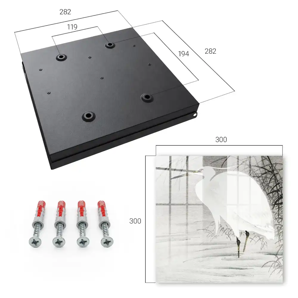 Boîte à clés un héron parmi les herbes grises