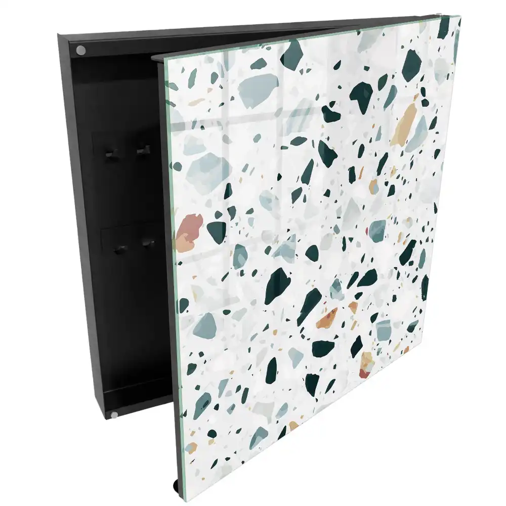 Armoire à clés mosaïque de pierre aux nuances de vert