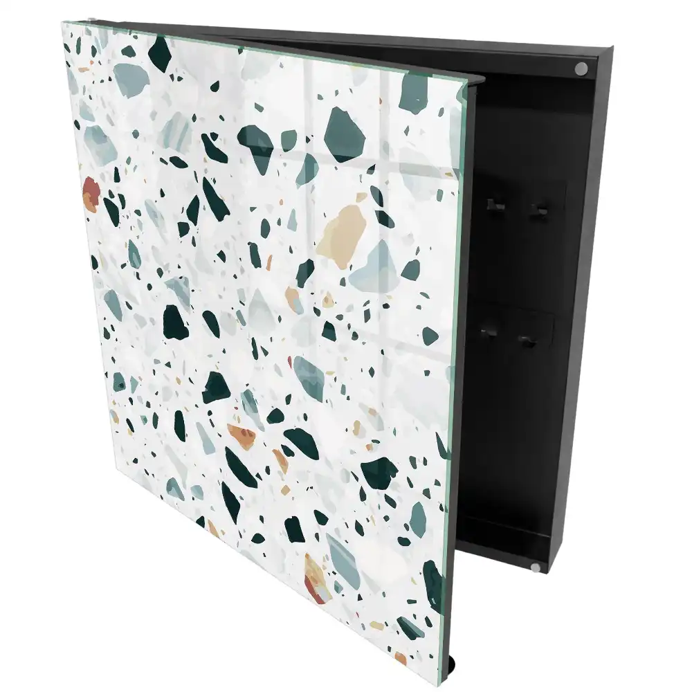 Armoire à clés mosaïque de pierre aux nuances de vert