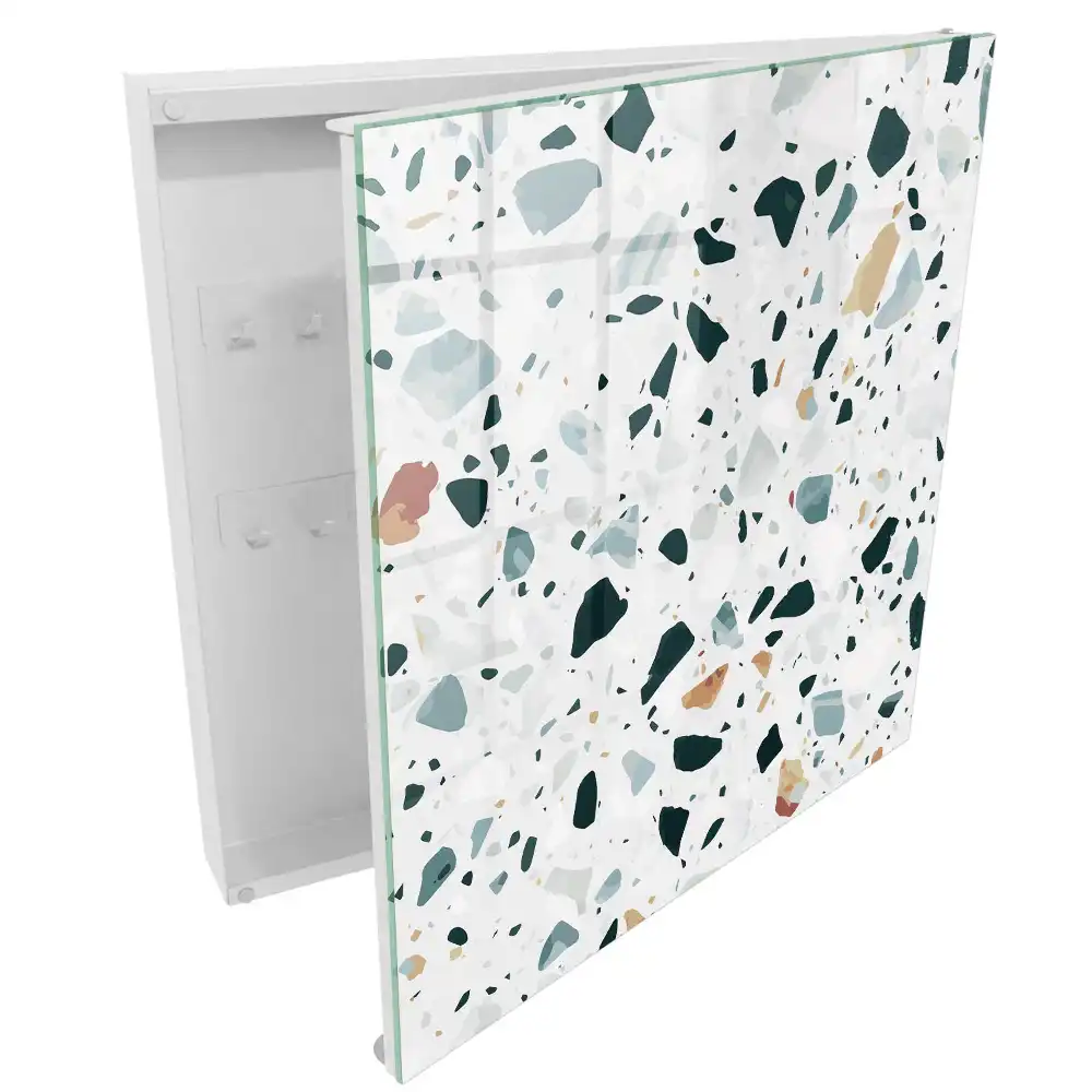 Armoire à clés mosaïque de pierre aux nuances de vert