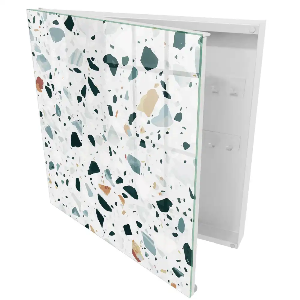 Armoire à clés mosaïque de pierre aux nuances de vert