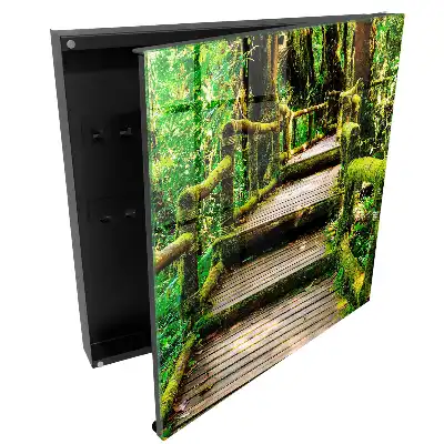 Boîte à clés murale un pont en bois dans une forêt verdoyante