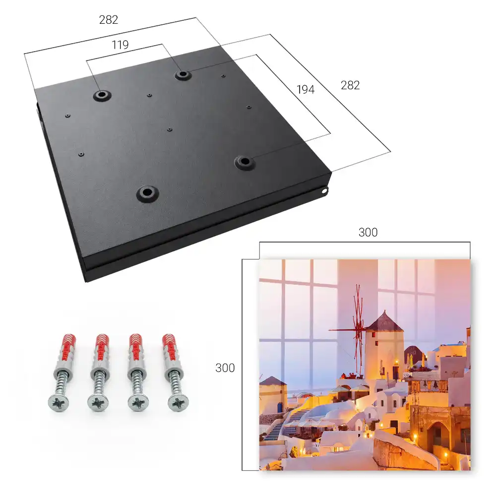 Armoire à clés bâtiments grecs et moulins à vent sous un soleil couchant chaleureux