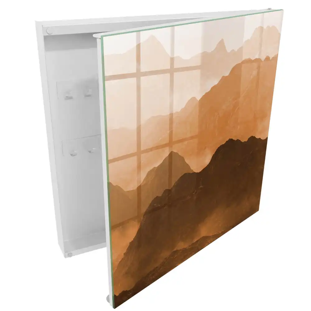 Boîte à clés paysage de montagne atmosphérique aux nuances orangées