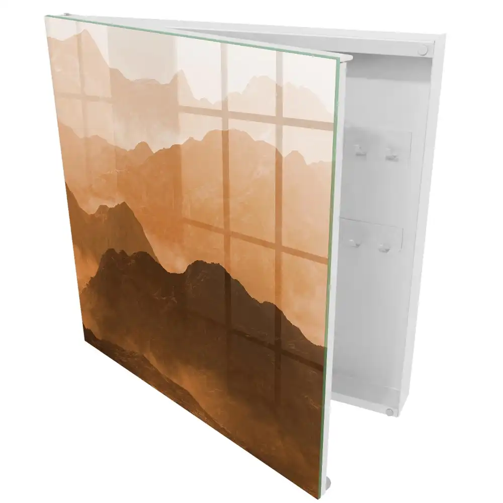 Boîte à clés paysage de montagne atmosphérique aux nuances orangées