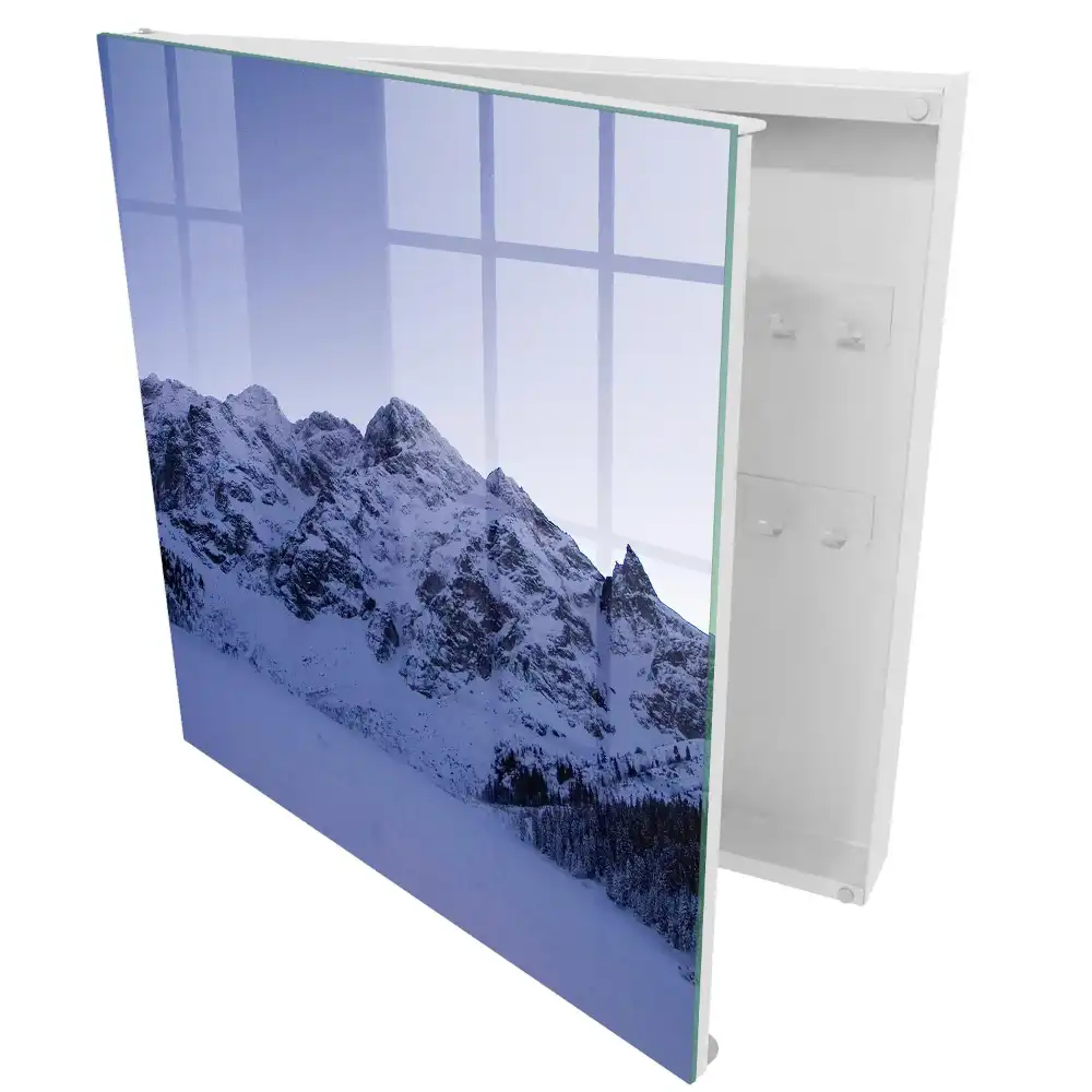 Boîte à clés murale la paix des montagnes et du ciel d'hiver