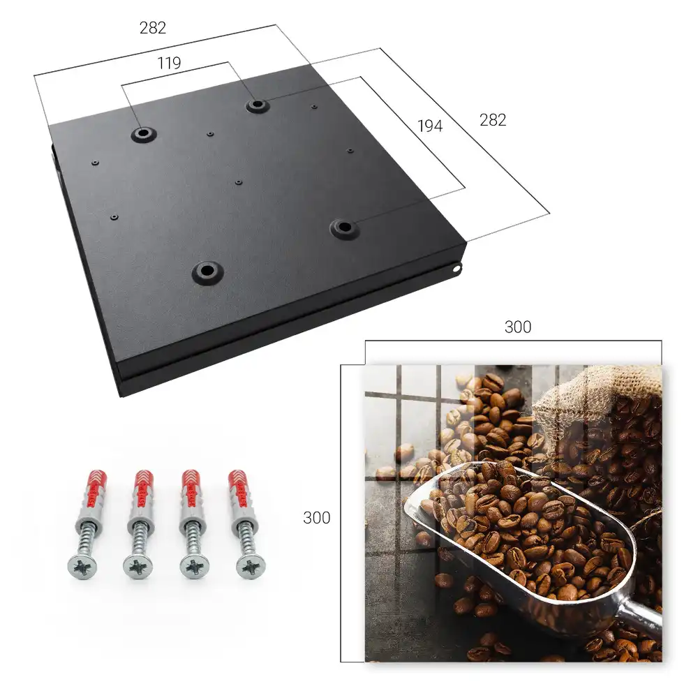 Boîte à clés grains de café bruns dans une louche en métal