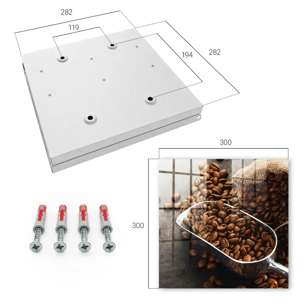 Boîte à clés grains de café bruns dans une louche en métal