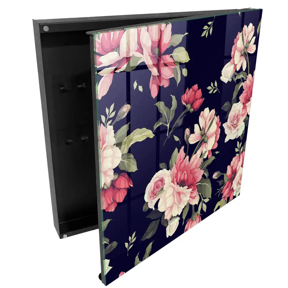 Boîte à clés murale fleurs efficaces sur fond sombre