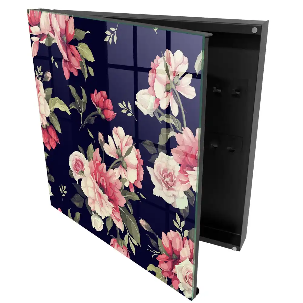 Boîte à clés murale fleurs efficaces sur fond sombre