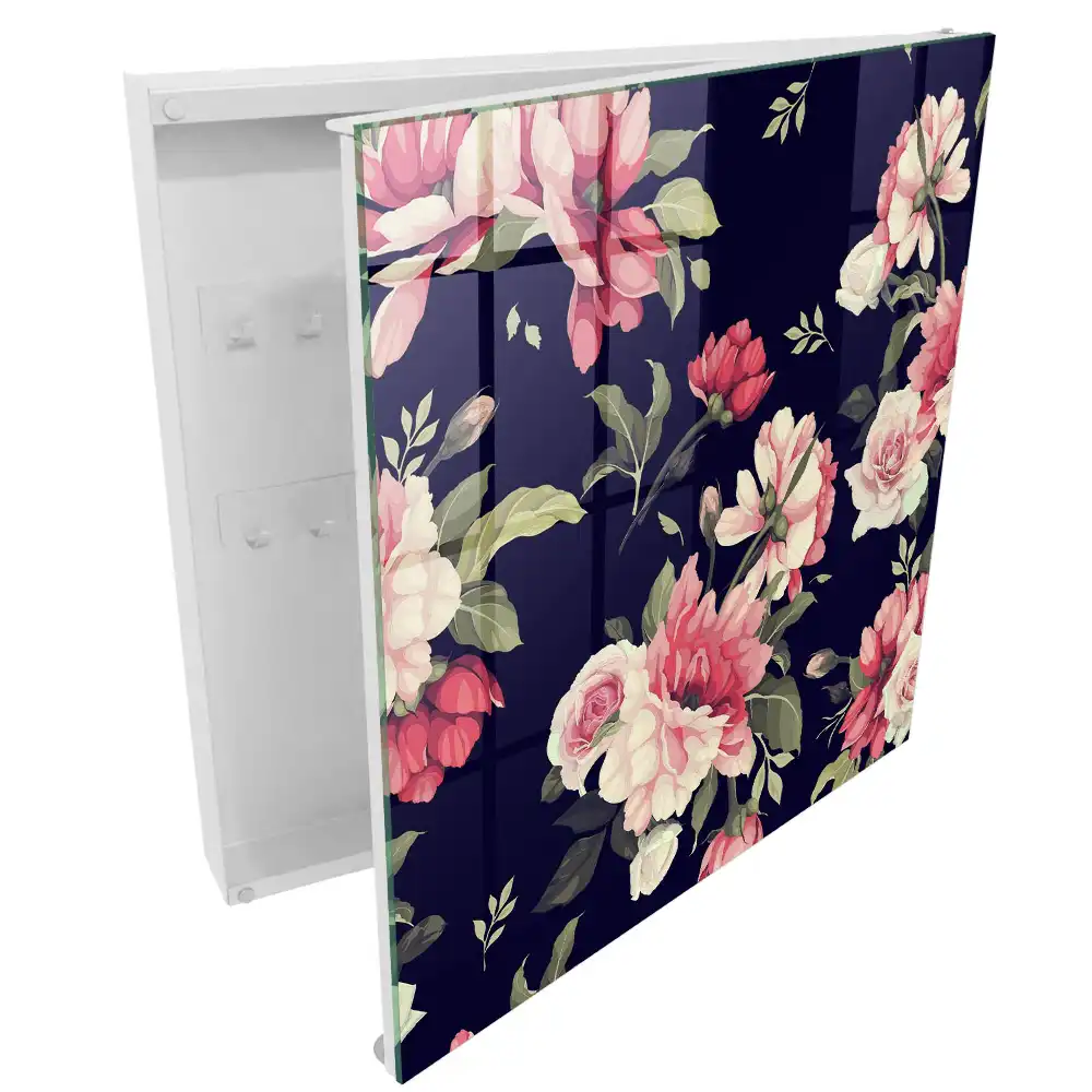 Boîte à clés murale fleurs efficaces sur fond sombre