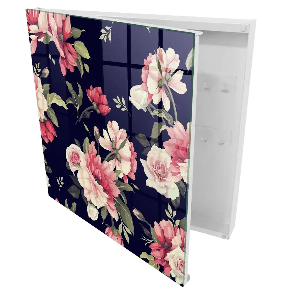 Boîte à clés murale fleurs efficaces sur fond sombre
