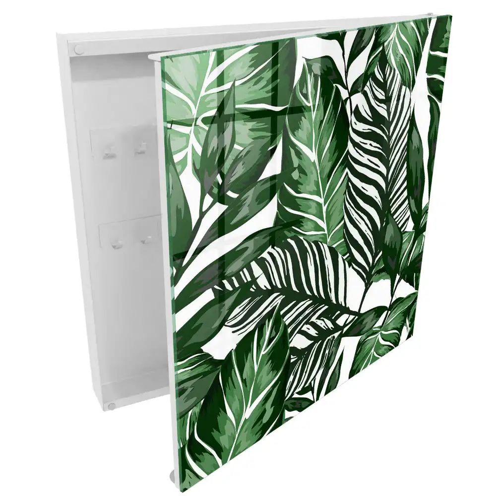 Armoire à clés des feuilles vertes regorgeant de détails diversifient l'espace