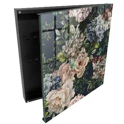 Boîte à clés des fleurs romantiques sur fond sombre