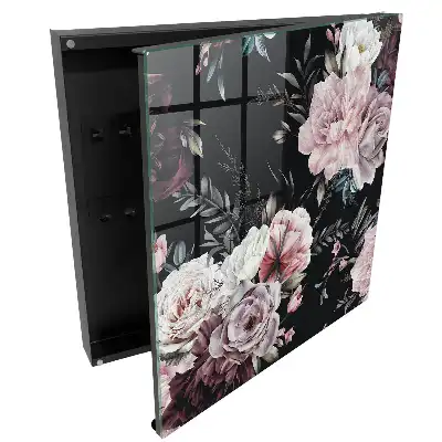 Armoire à clés de magnifiques fleurs sur fond sombre