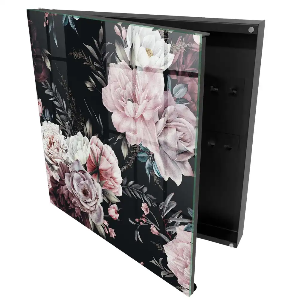 Armoire à clés de magnifiques fleurs sur fond sombre