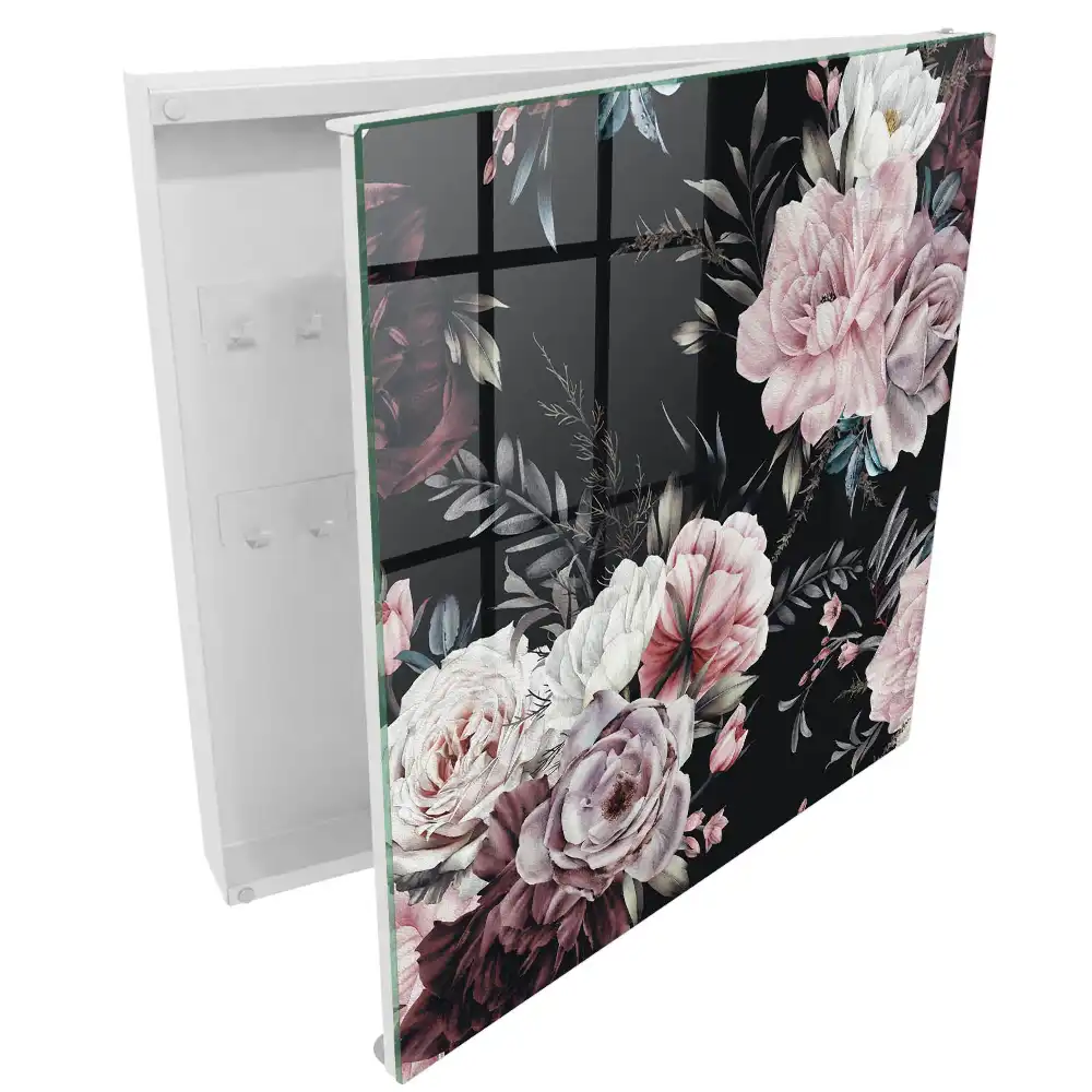 Armoire à clés de magnifiques fleurs sur fond sombre
