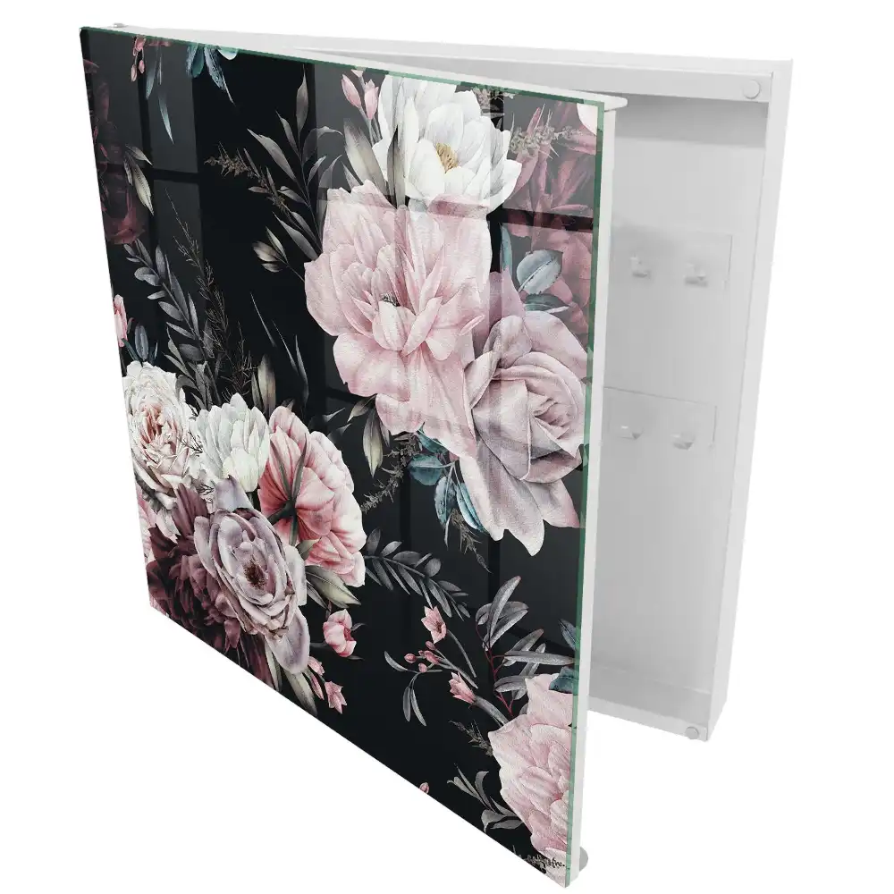 Armoire à clés de magnifiques fleurs sur fond sombre