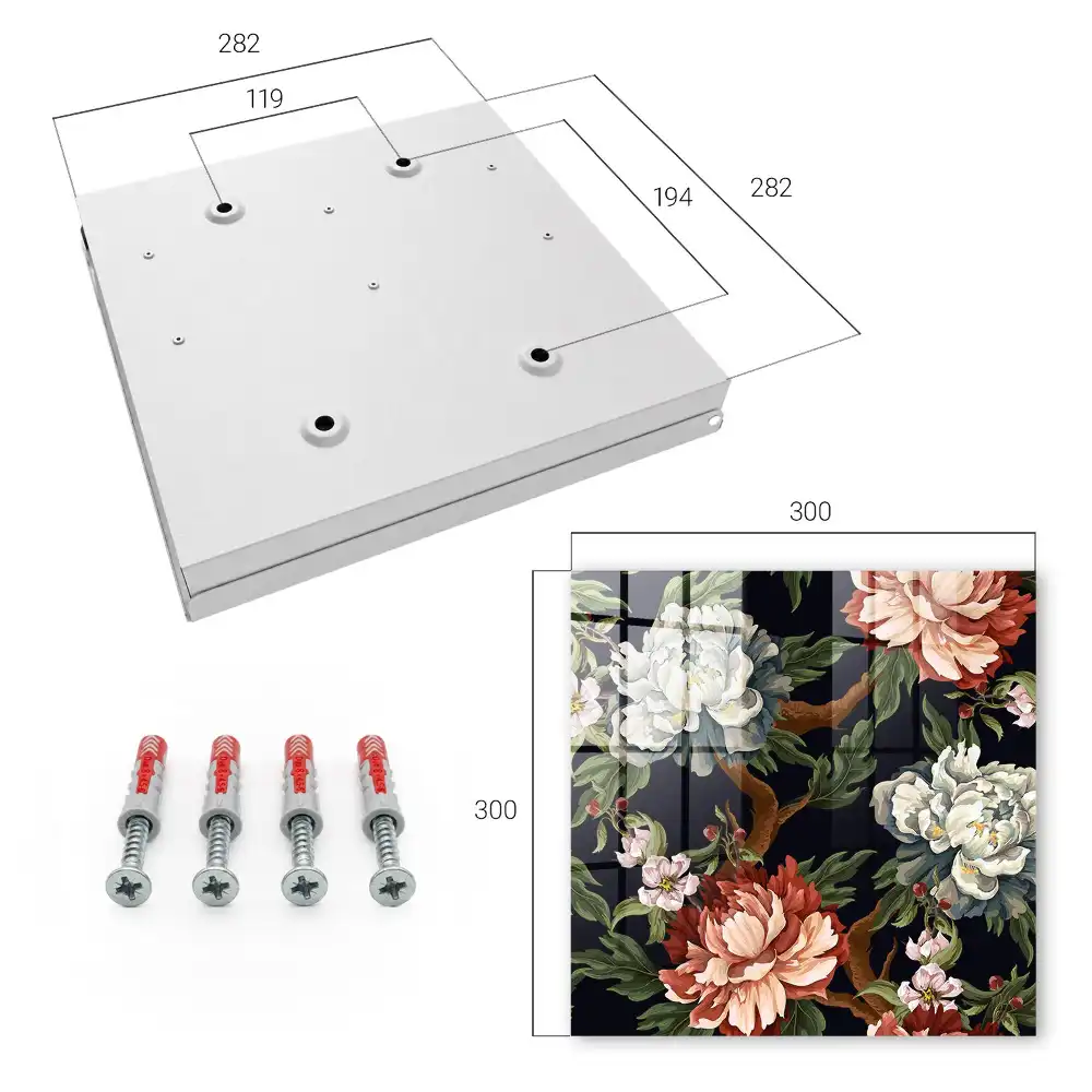 Boîte à clés murale fleurs avec des feuilles sur fond sombre