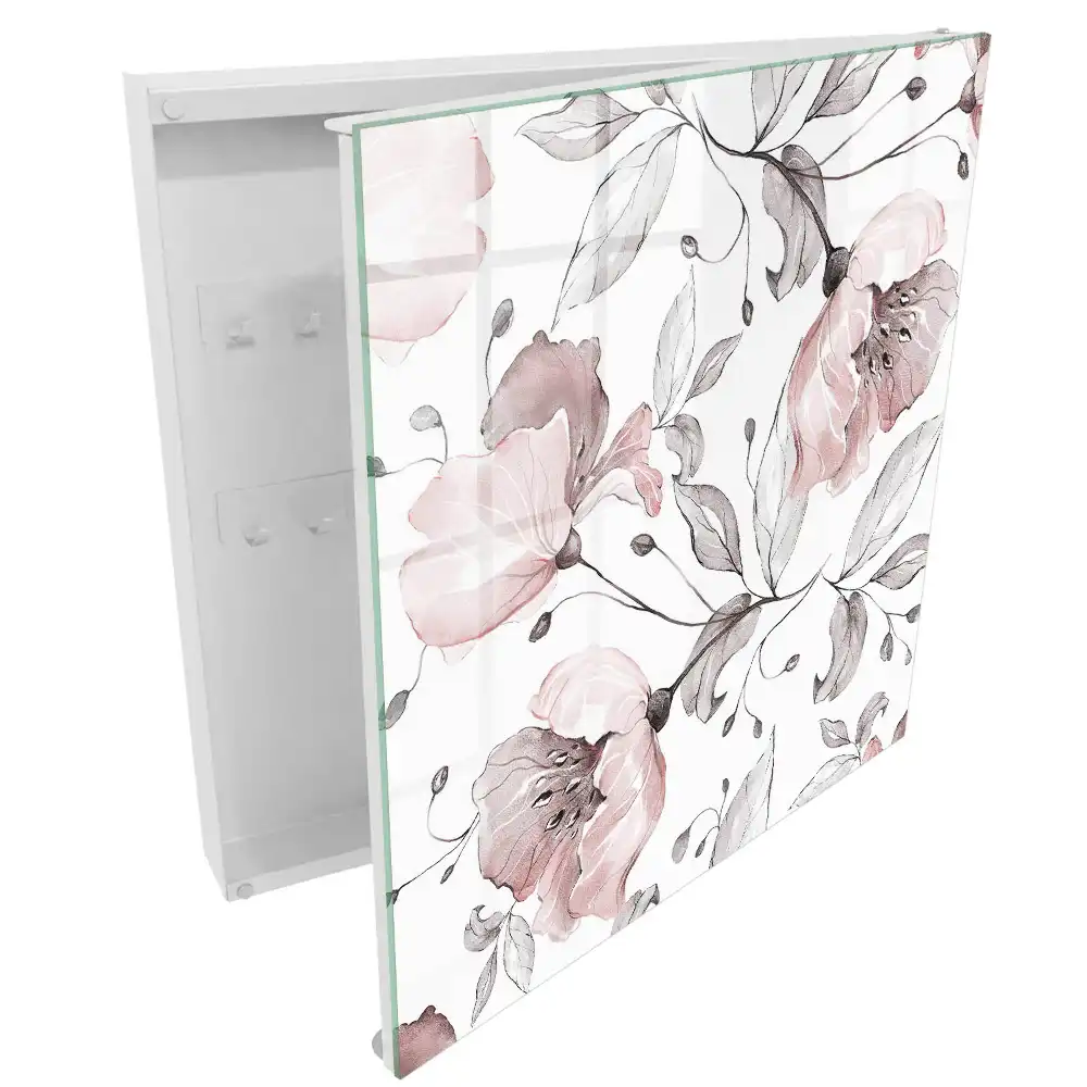 Boîte à clés murale fleurs et feuilles aux teintes pastel délicates