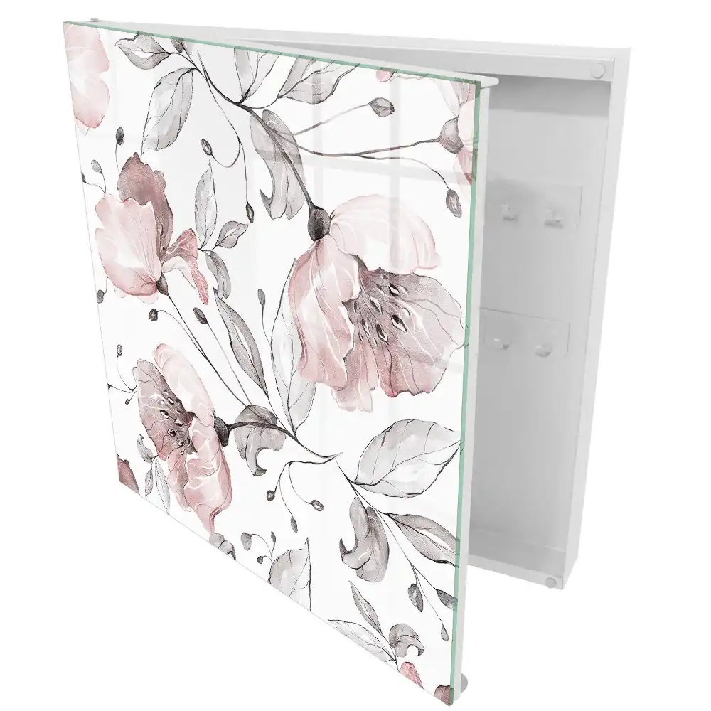Boîte à clés murale fleurs et feuilles aux teintes pastel délicates