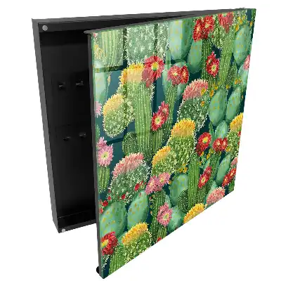Armoire à clés cactus colorés sur fond sombre