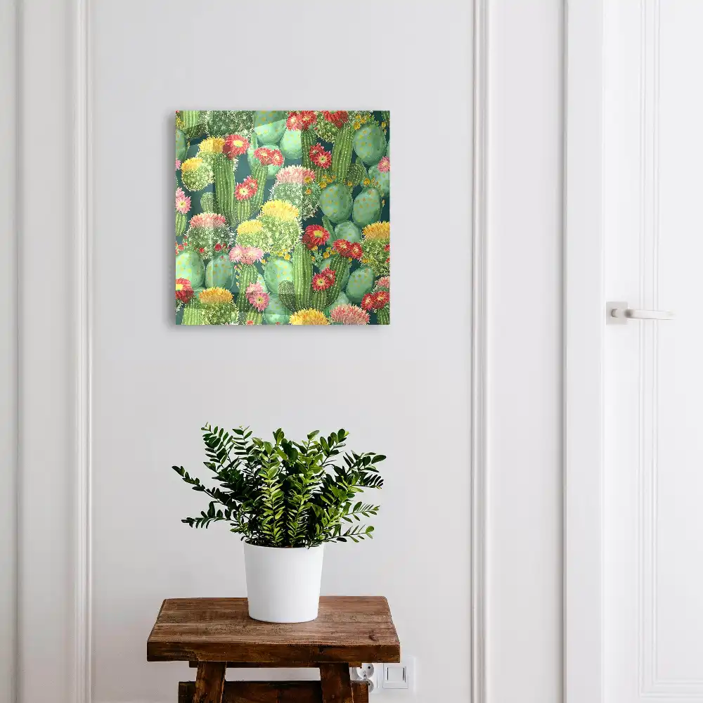 Armoire à clés cactus colorés sur fond sombre
