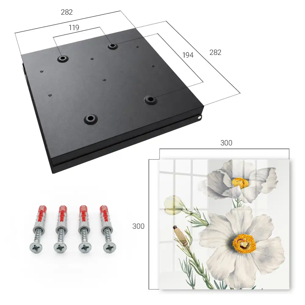 Armoire à clés fleurs blanches à cœur jaune et feuillage